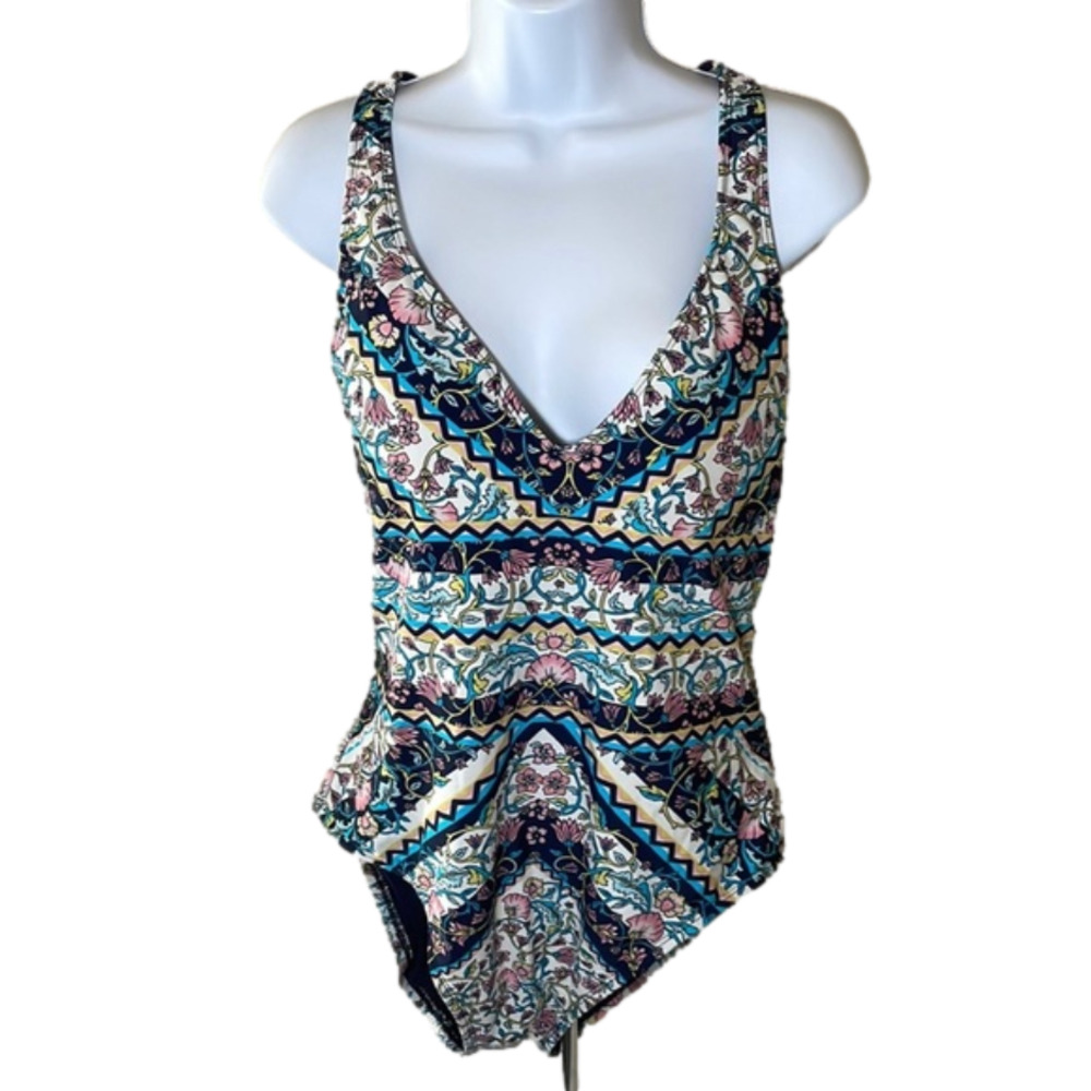 KONA Sol Patterned One Piece Swimsuit Size Large